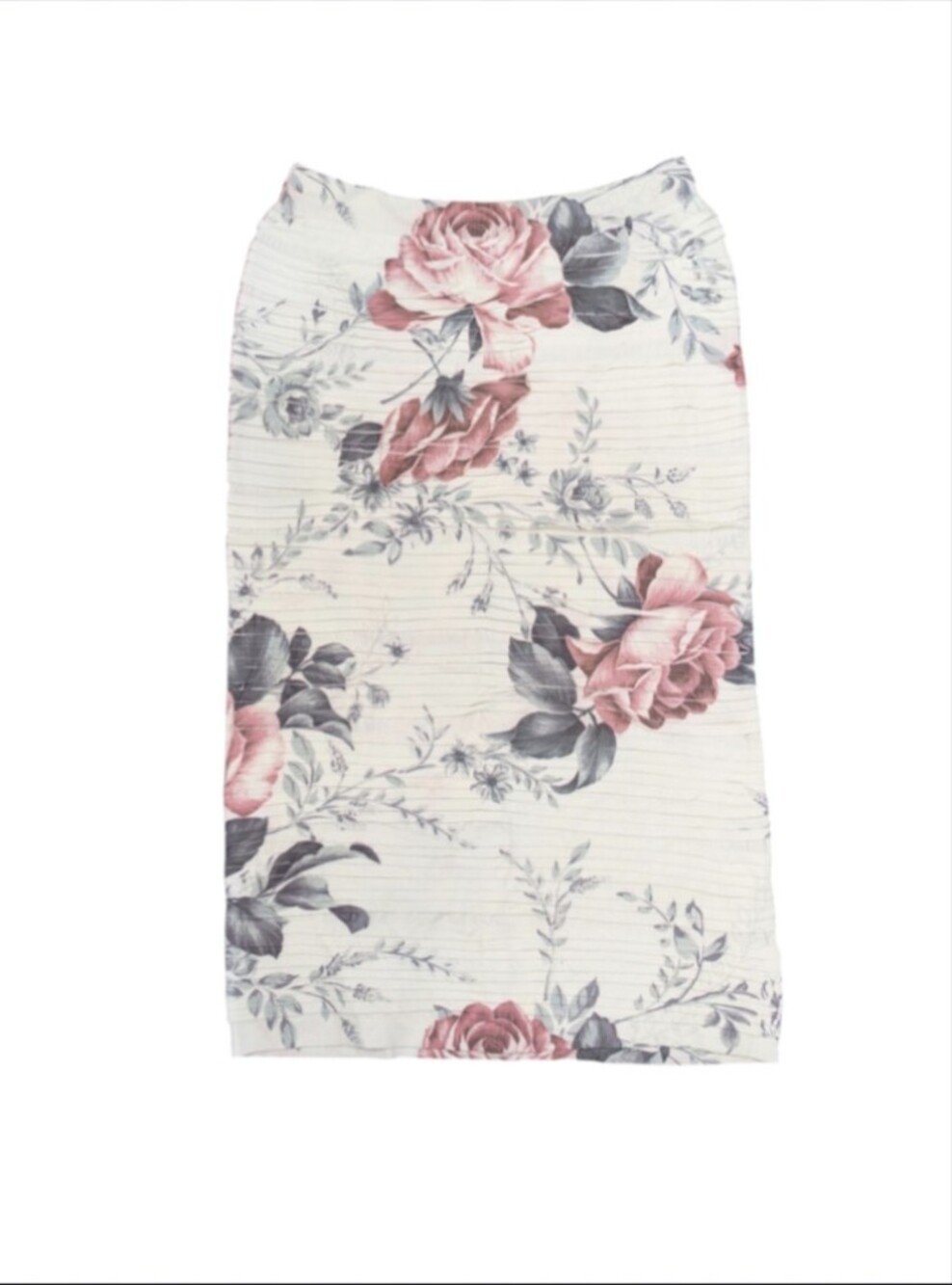 Floral Pink and White Stretch Pencil Skirt